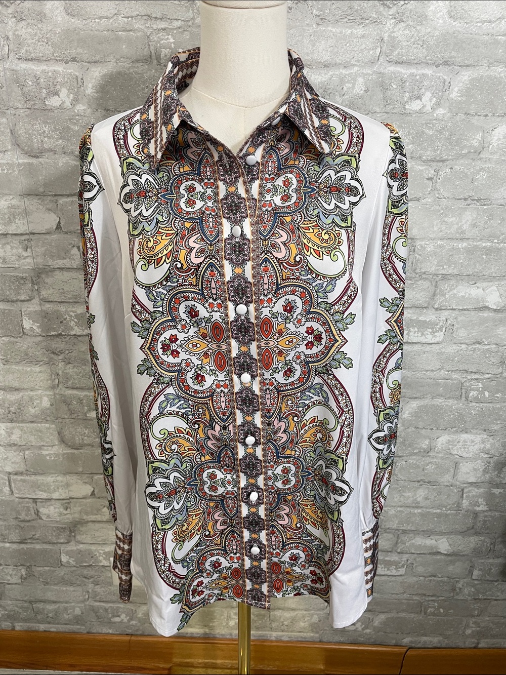 Boston Proper Paisley Print Victoria Chic Drama Sleeve Shirt